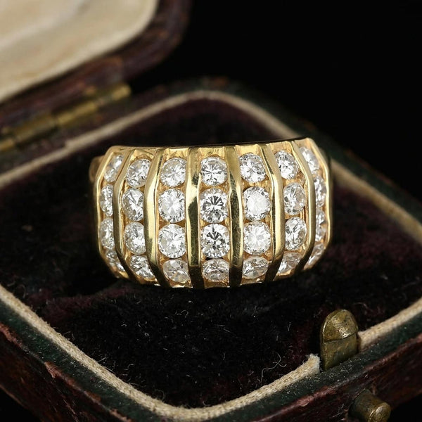 14K Gold Diamond Dome Ring .85 Carat Wide Band