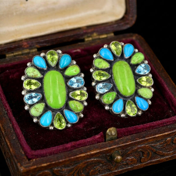 Leo Feeney Turquoise Varasite Sterling Silver Earrings