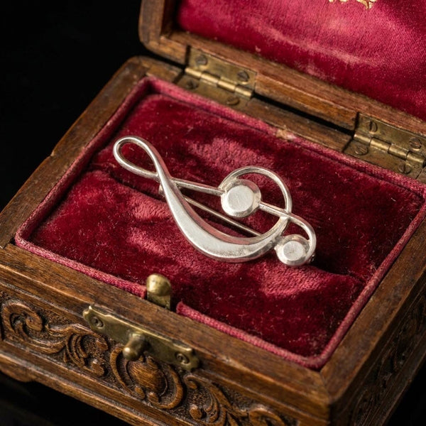 Sterling Silver Treble Clef Music Note Brooch