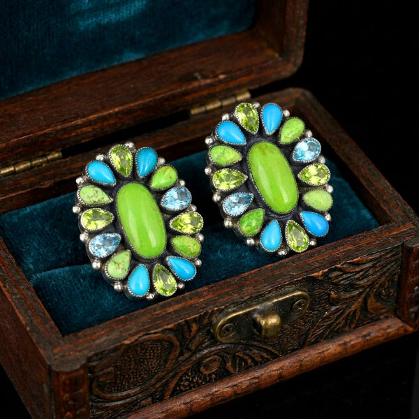 Leo Feeney Turquoise Varasite Sterling Silver Earrings