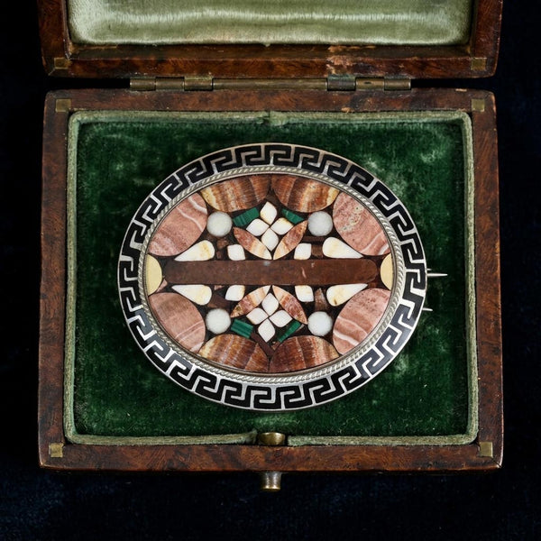 Victorian Scottish Agate Pietra Dura Brooch