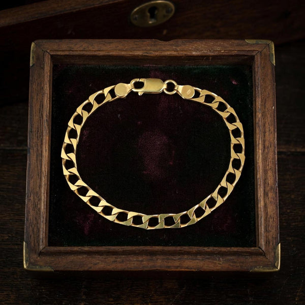 Vintage 9K Gold Cuban Curb Link Bracelet