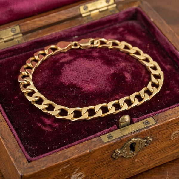 Vintage 9K Gold Cuban Curb Link Bracelet