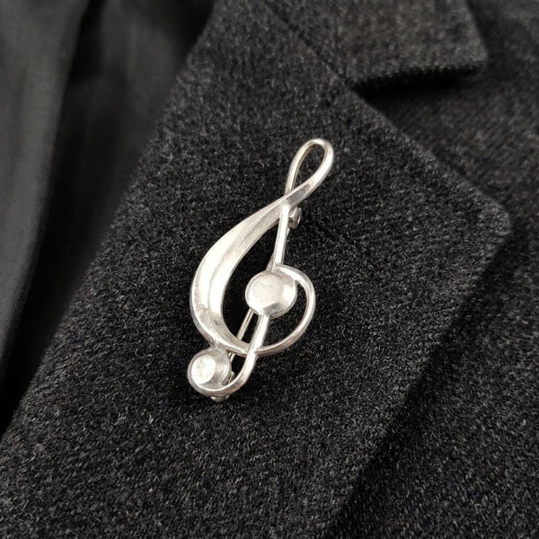 Sterling Silver Treble Clef Music Note Brooch