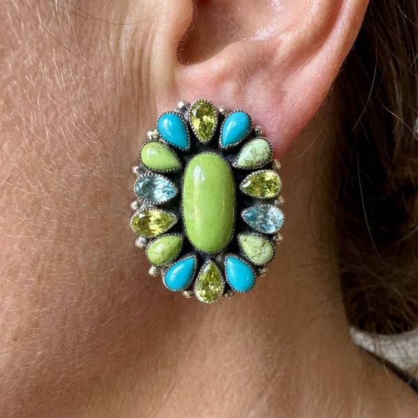 Leo Feeney Turquoise Varasite Sterling Silver Earrings