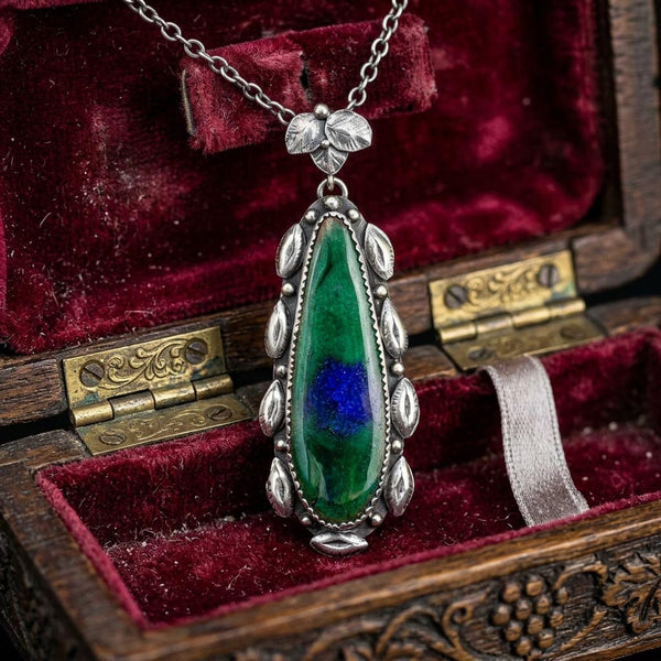 Arts & Crafts Peacock Enamel Pendant Necklace