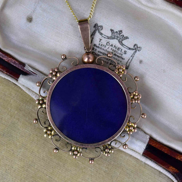 Antique Victorian Gold Glass Double Sided Locket Necklace - Boylerpf