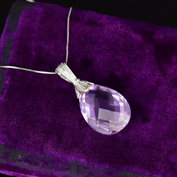 Vintage Amethyst 9K White Gold Pendant - Boylerpf