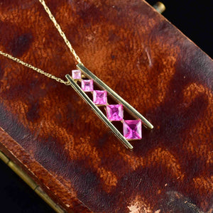 Vintage 10K Gold Ruby Journey Pendant Necklace - Boylerpf