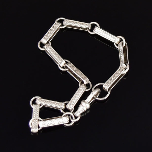 Antique Edwardian Sterling Silver Albert Watch Chain Bracelet