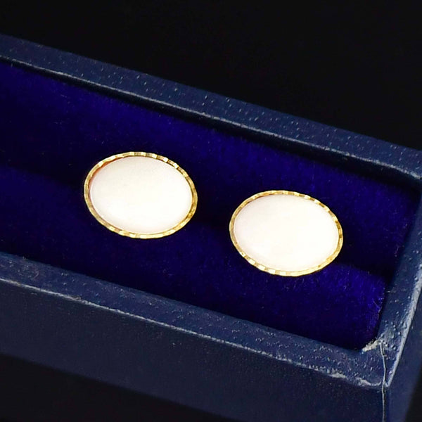 Vintage Opal Stud Earrings 9K Gold