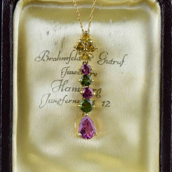 Vintage 10K Gold Tourmaline Articulated Pendant Necklace - Boylerpf