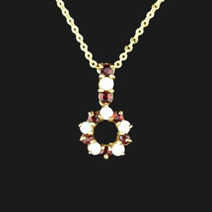 Gold Opal Garnet Charm Pendant Necklace - Boylerpf