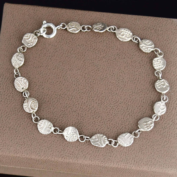 Vintage Carved Geometric Silver Coin Dot Bracelet – Boylerpf