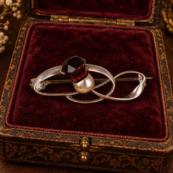 Sterling Silver Charles Horner Amethyst Thistle Brooch