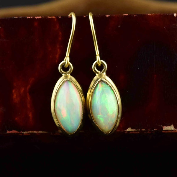 Vintage Art Deco Style Marquise Opal Earrings - Boylerpf