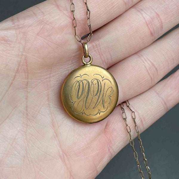 Vintage Gold Filled Initial Locket Necklace - Boylerpf
