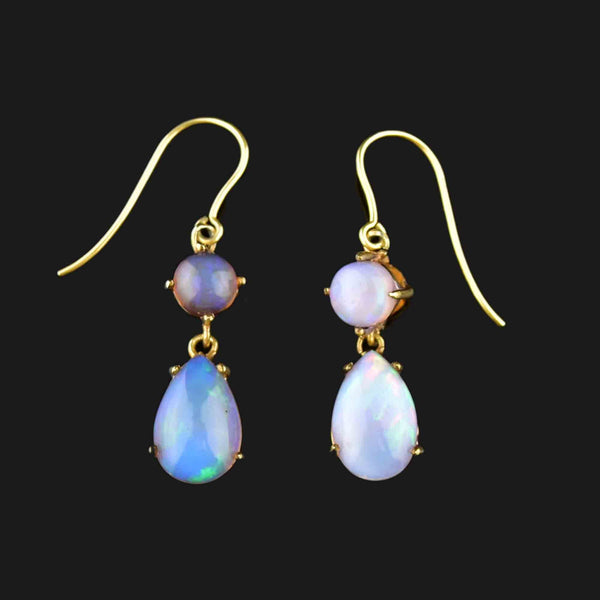 Vintage Gold Opal Drop Earrings - Boylerpf