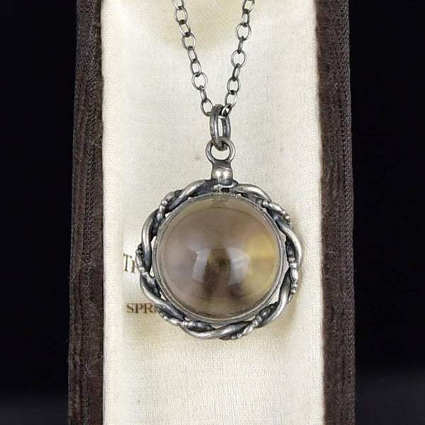 Art Deco Pools of Light Sterling Silver Rope Pendant Necklace