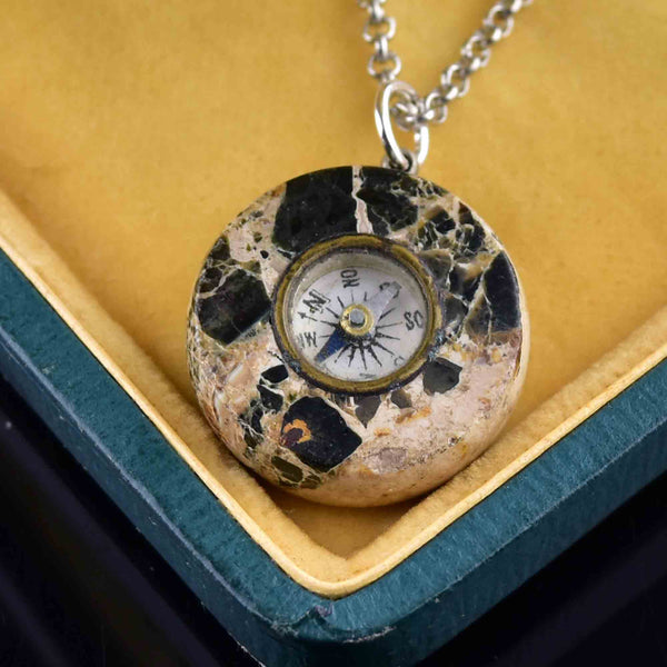 Antique Victorian Granite Working Compass Necklace - Boylerpf