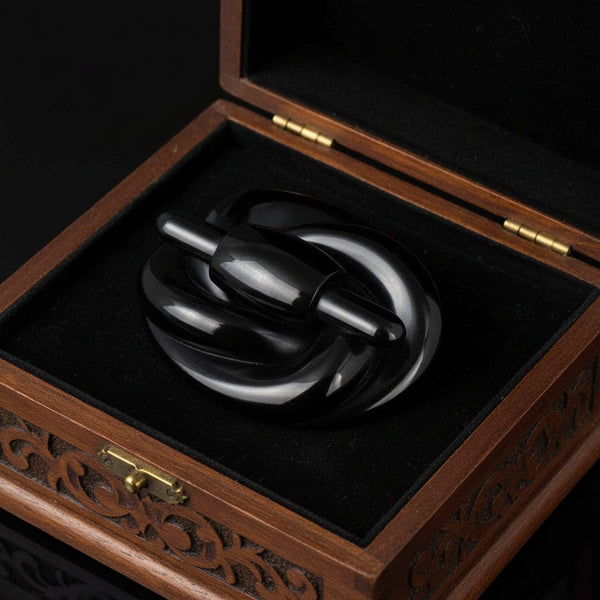 Antique Victorian Whitby Jet Lovers Knot Brooch