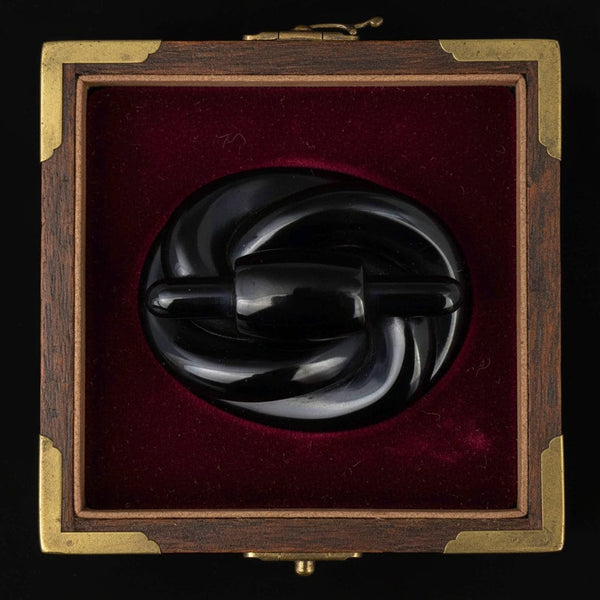 Antique Victorian Whitby Jet Lovers Knot Brooch