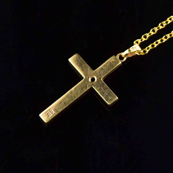 Vintage 10K Gold Diamond Cross Pendant Necklace - Boylerpf