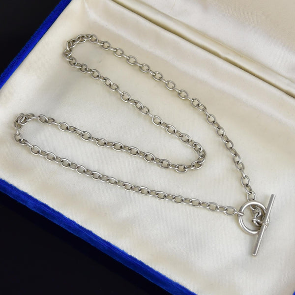 Vintage T-Bar Toggle Clasp Sterling Silver Chain Necklace