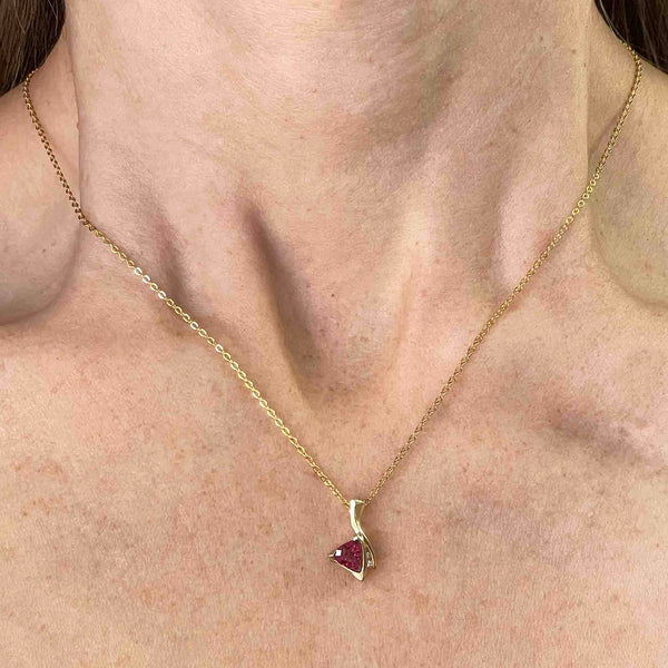 Vintage 14K Gold Diamond Tourmaline Pendant Necklace - Boylerpf