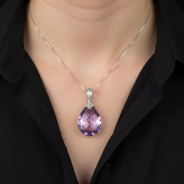 Vintage Amethyst 9K White Gold Pendant - Boylerpf