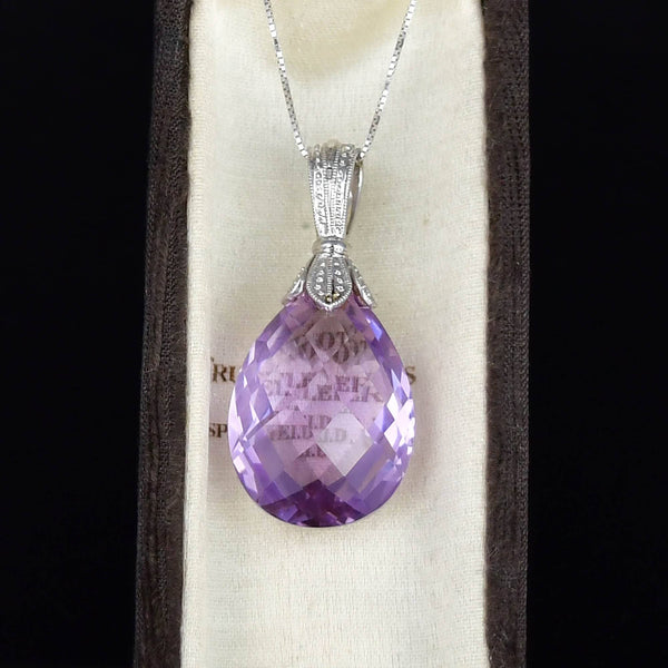 Vintage Amethyst 9K White Gold Pendant - Boylerpf