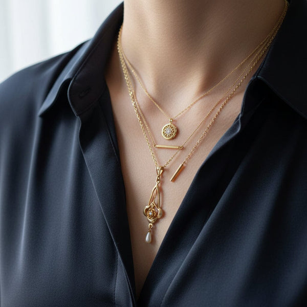 Antique Edwardian 10K Gold Diamond Pearl Lavalier Necklace - Boylerpf