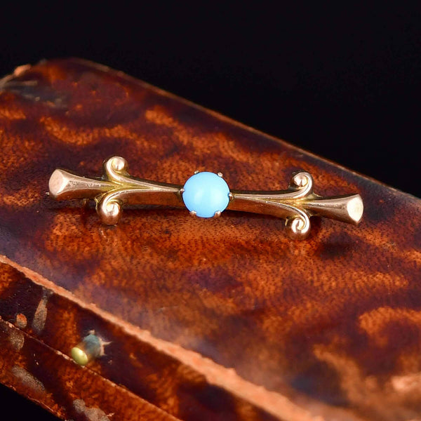 Antique 9K Gold Edwardian Turquoise Brooch Pin - Boylerpf