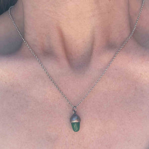 Vintage Jade Carved Acorn Pendant Necklace - Boylerpf