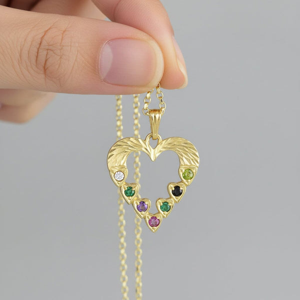 Vintage Multi Gemstone Acrostic 9K Gold Heart Pendant - Boylerpf