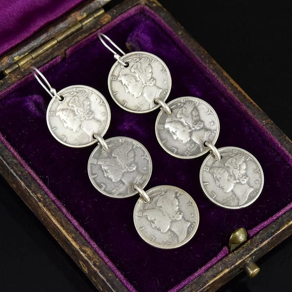 Vintage American Mercury 1944 Dime Earrings