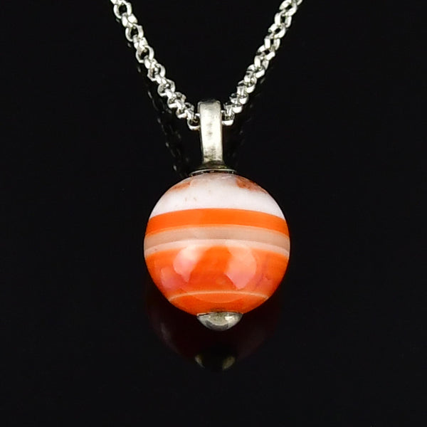 Antique Victorian Sterling Silver Banded Agate Pendant