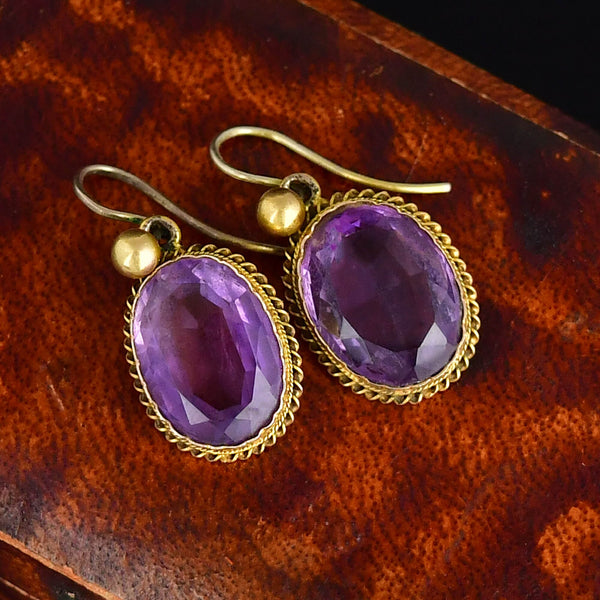 Antique Victorian Gold 7.5 Carat Amethyst Drop Earrings - Boylerpf