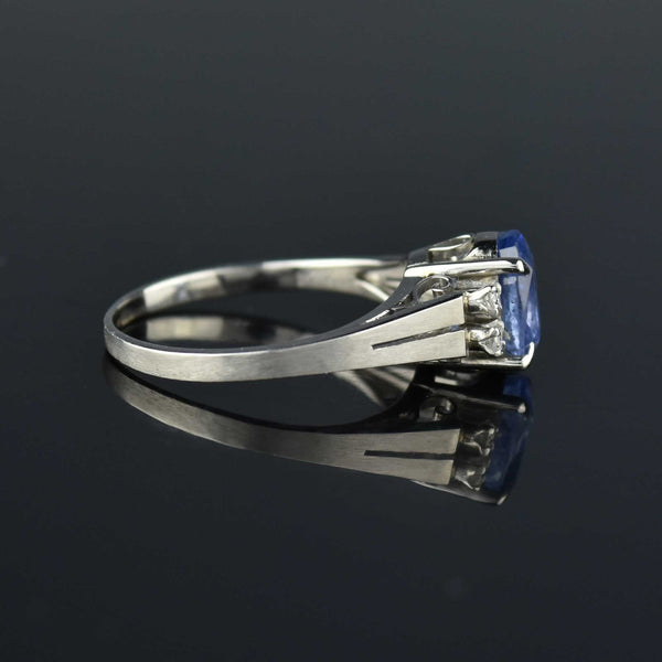 2nd Payment Vintage Platinum Diamond Natural Blue Sapphire Ring - Boylerpf