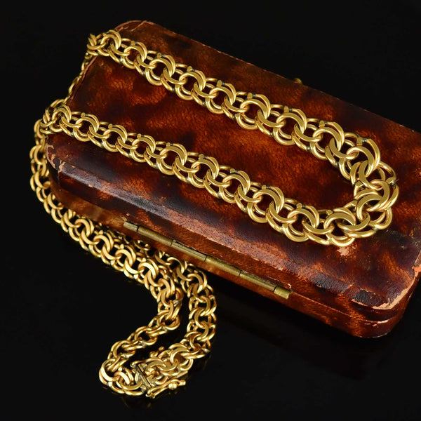 Vintage Chino Link Double Rolled Gold Necklace