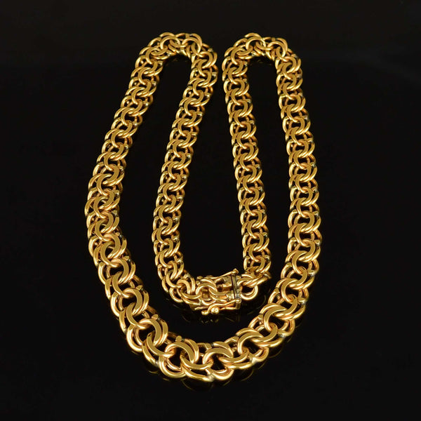 Vintage Chino Link Double Rolled Gold Necklace