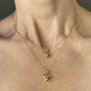 Vintage 10K Gold Double Puffy Heart Charm Necklace - Boylerpf