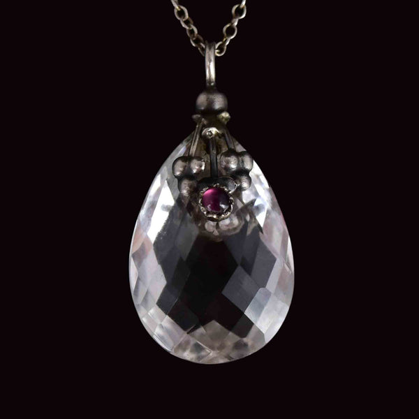 Silver Arts and Crafts 40 CTW Rock Crystal Amethyst Pendant Necklace - Boylerpf