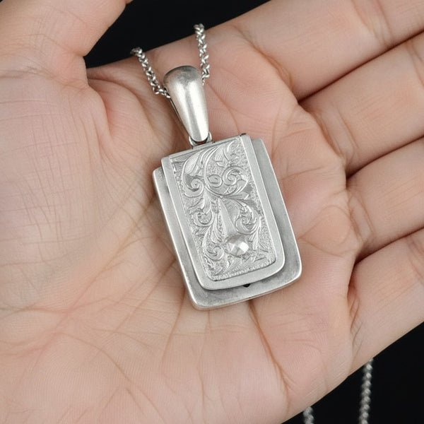 Antique Satchel Style Silver Keepsake Locket Pendant - Boylerpf