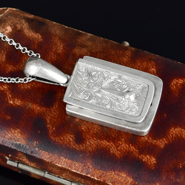 Antique Satchel Style Silver Keepsake Locket Pendant - Boylerpf