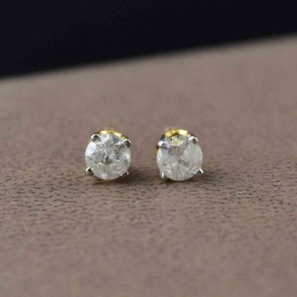 Vintage 10K Gold .30 CTW Diamond Stud Earrings - Boylerpf