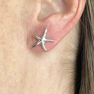 Vintage Silver Dancing Starfish Stud Earrings - Boylerpf