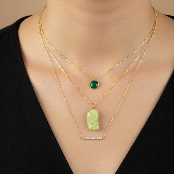 Vintage 9K Gold Iona Marble Bean Charm Necklace - Boylerpf
