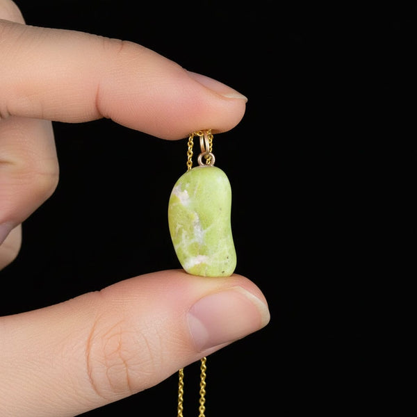 Vintage 9K Gold Iona Marble Bean Charm Necklace - Boylerpf