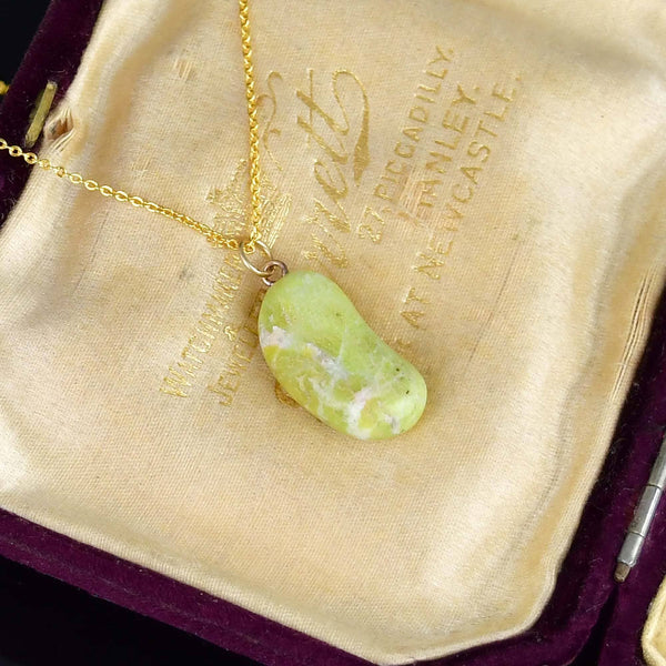 Vintage 9K Gold Iona Marble Bean Charm Necklace - Boylerpf
